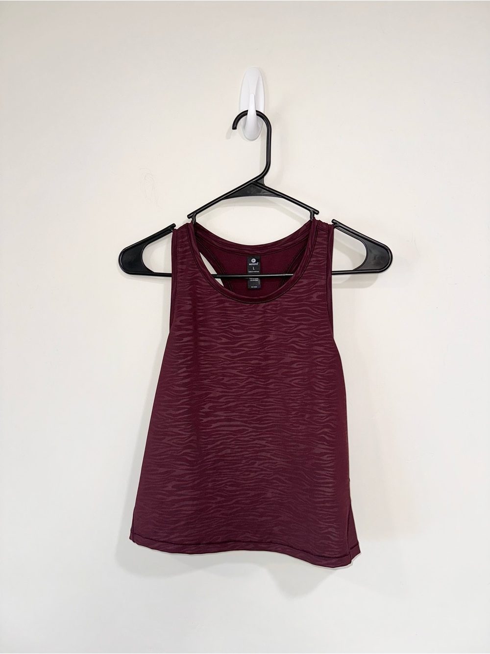 90 Degree By Reflex Maroon Zebra Print Textured Racerback Tank
